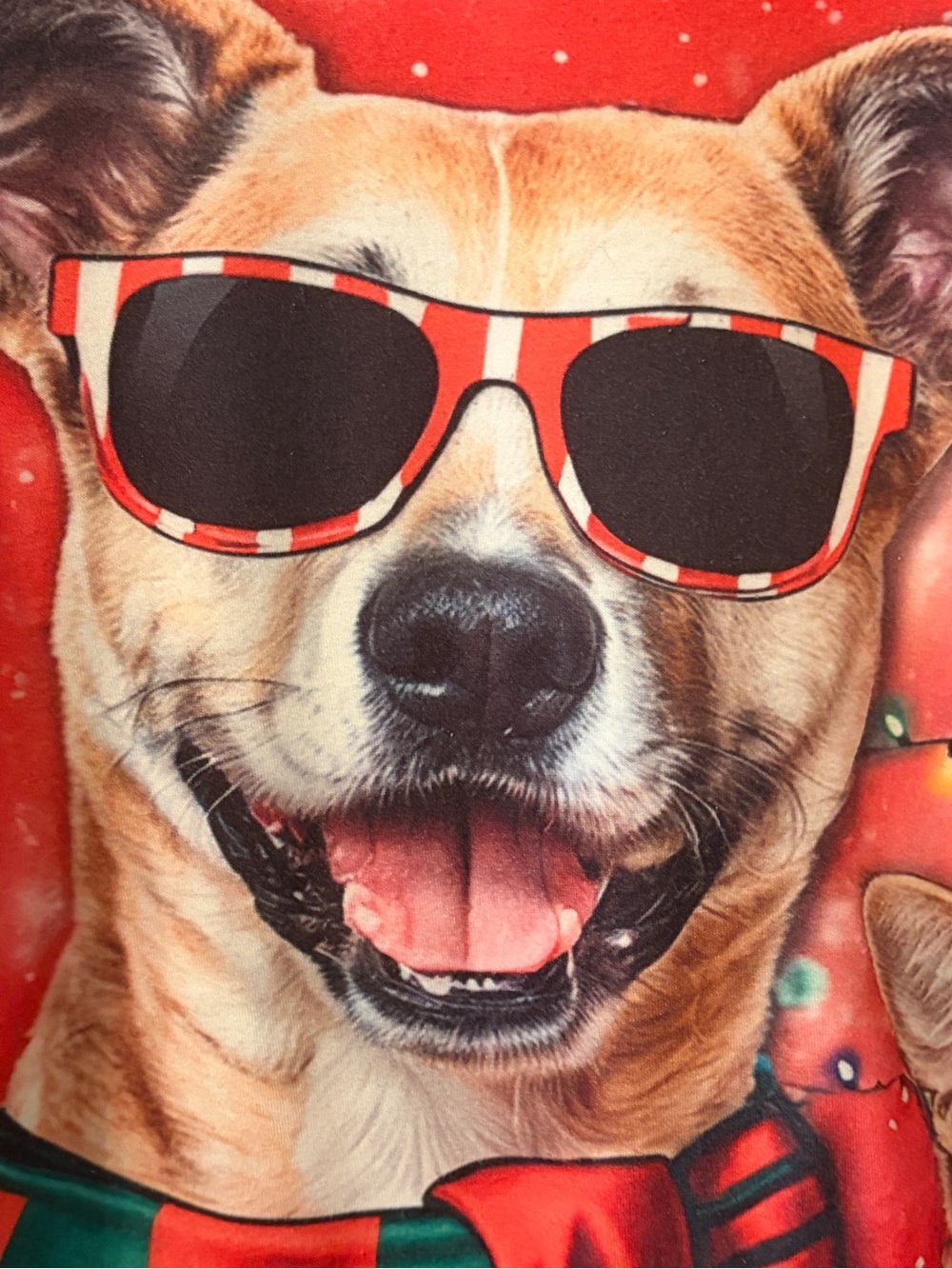 Funny Christmas Red Sweater/ Sweatshirt. Dog Sunglasses Cat Glasses. Unisex L - Picture 2 of 7